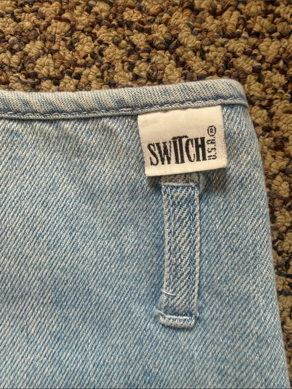 Vintage Switch Light Blue Denim Embroidered Trim High-Waist Jean Short & Top Set - Picture 6 of 10